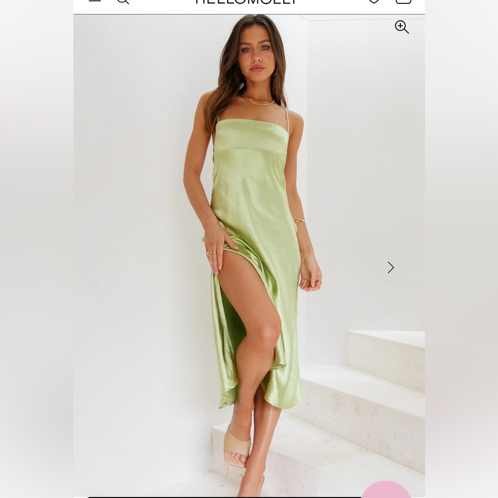 Hello Molly Green Satin Slip Dress